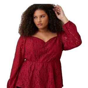 Torrid Red Lace Blouse